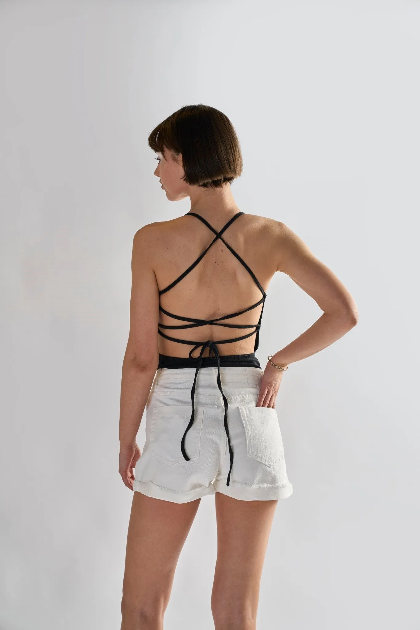 White Turn-Up Denim-Shorts sold by Glamorous product image thumbnail 2