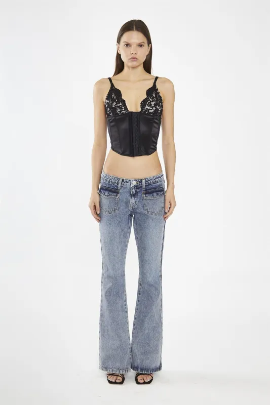 Black Lace Bust Corset sold by Glamorous