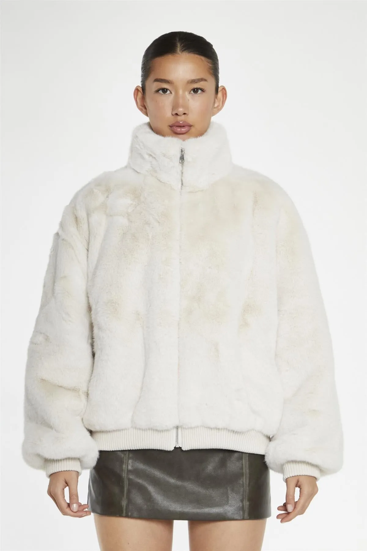 Cream Faux-Fur Bomber-Jacket sold by Glamorous product image thumbnail 3