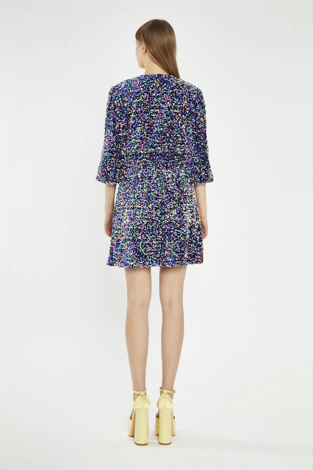 Navy Multi-Sequin Wrap Mini-Dress sold by Glamorous product image thumbnail 2