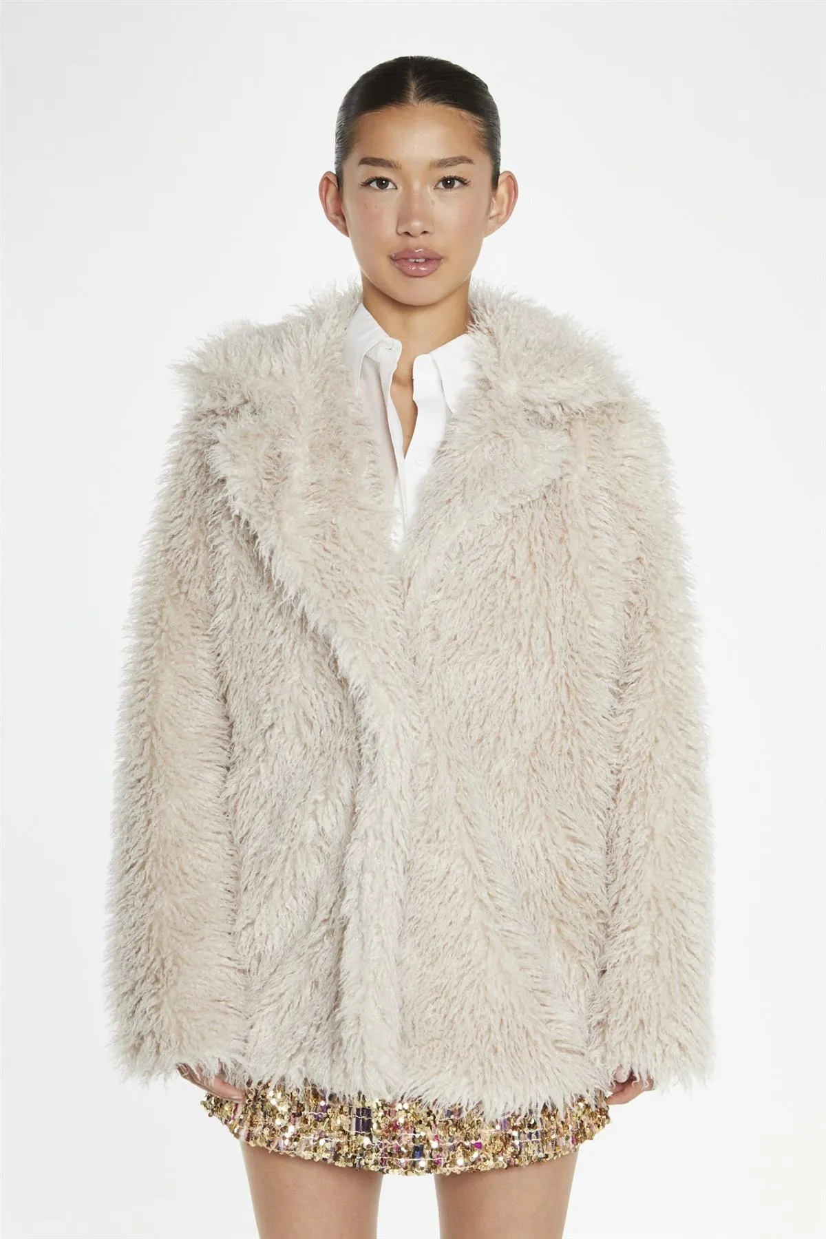 Light-Stone Faux Fur Coat sold by Glamorous product image thumbnail 3