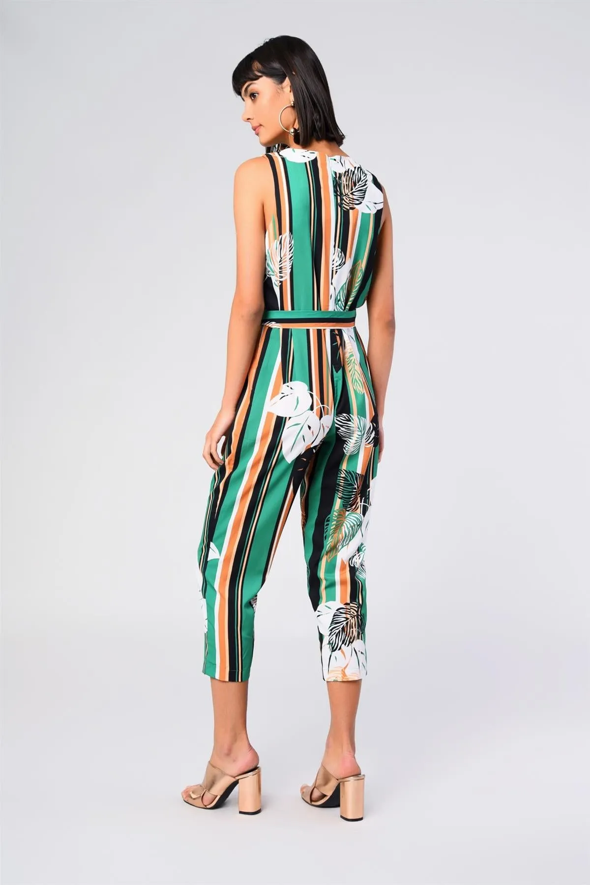 Green-Stripe Leaf Belted Jumpsuit sold by Glamorous product image thumbnail 2