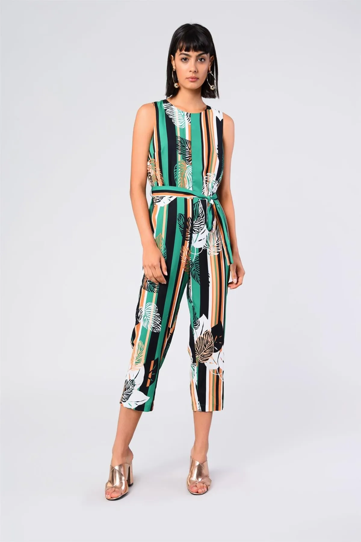 Green-Stripe Leaf Belted Jumpsuit sold by Glamorous product image thumbnail 3