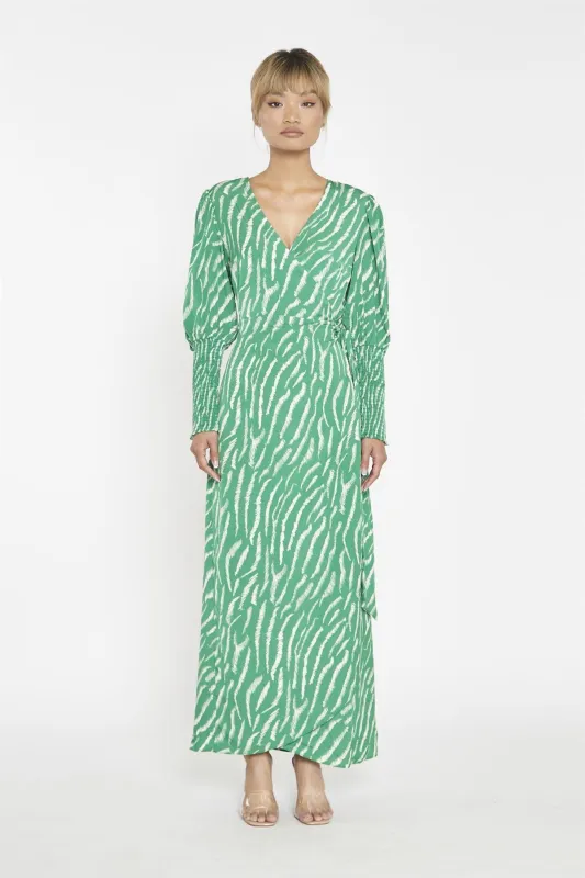 Green Sketchy-Animal Wrap Maxi-Dress sold by Glamorous