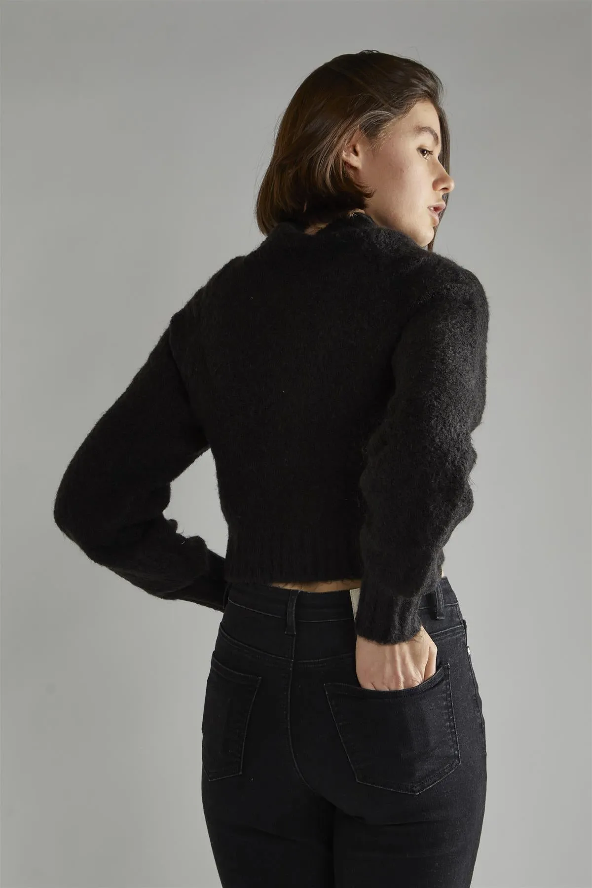 Black Crew Neck Crop-Jumper sold by Glamorous product image thumbnail 2