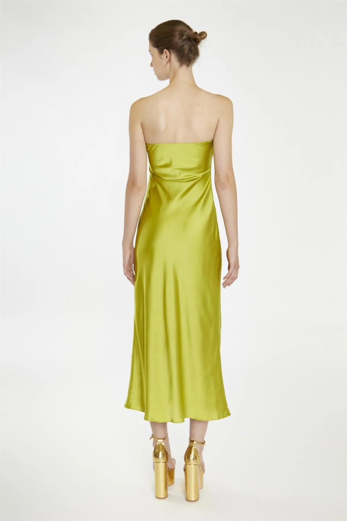 Citrus-Green Strapless Bias-Cut Midaxi-Dress sold by Glamorous product image thumbnail 3