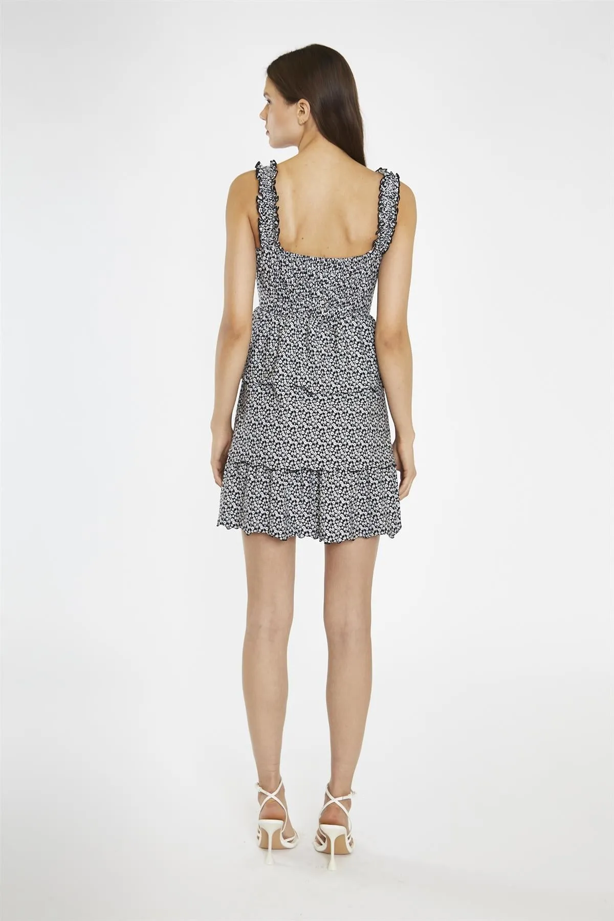 Black-Multi Daisy Gathered Tiered Mini-Dress sold by Glamorous product image thumbnail 2