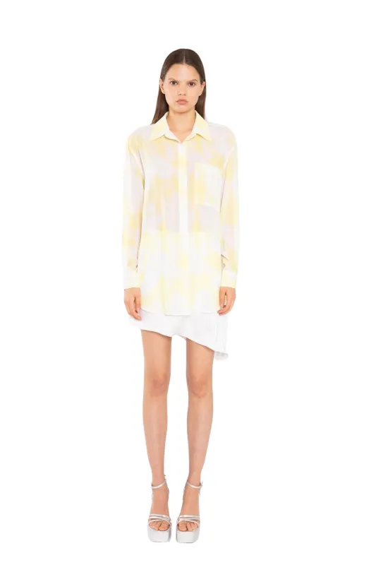 Yellow Print-Chiffon Button Down Classic-Shirt sold by Glamorous