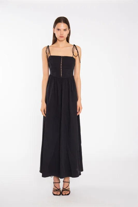 Black Corset Front Maxi-Dress sold by Glamorous