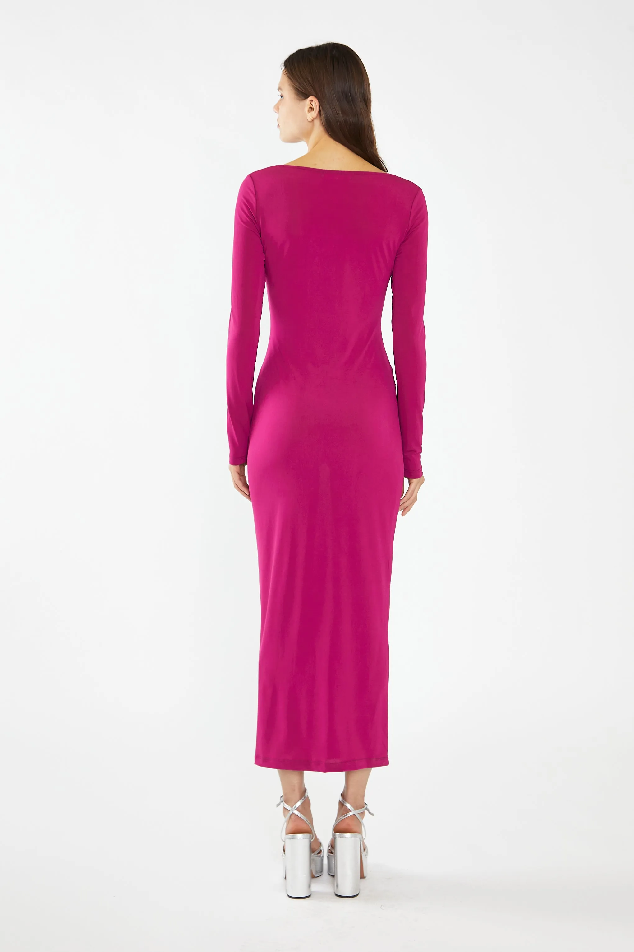 Fuchsia Square-Neck Bodycon Maxi-Dress sold by Glamorous product image thumbnail 3