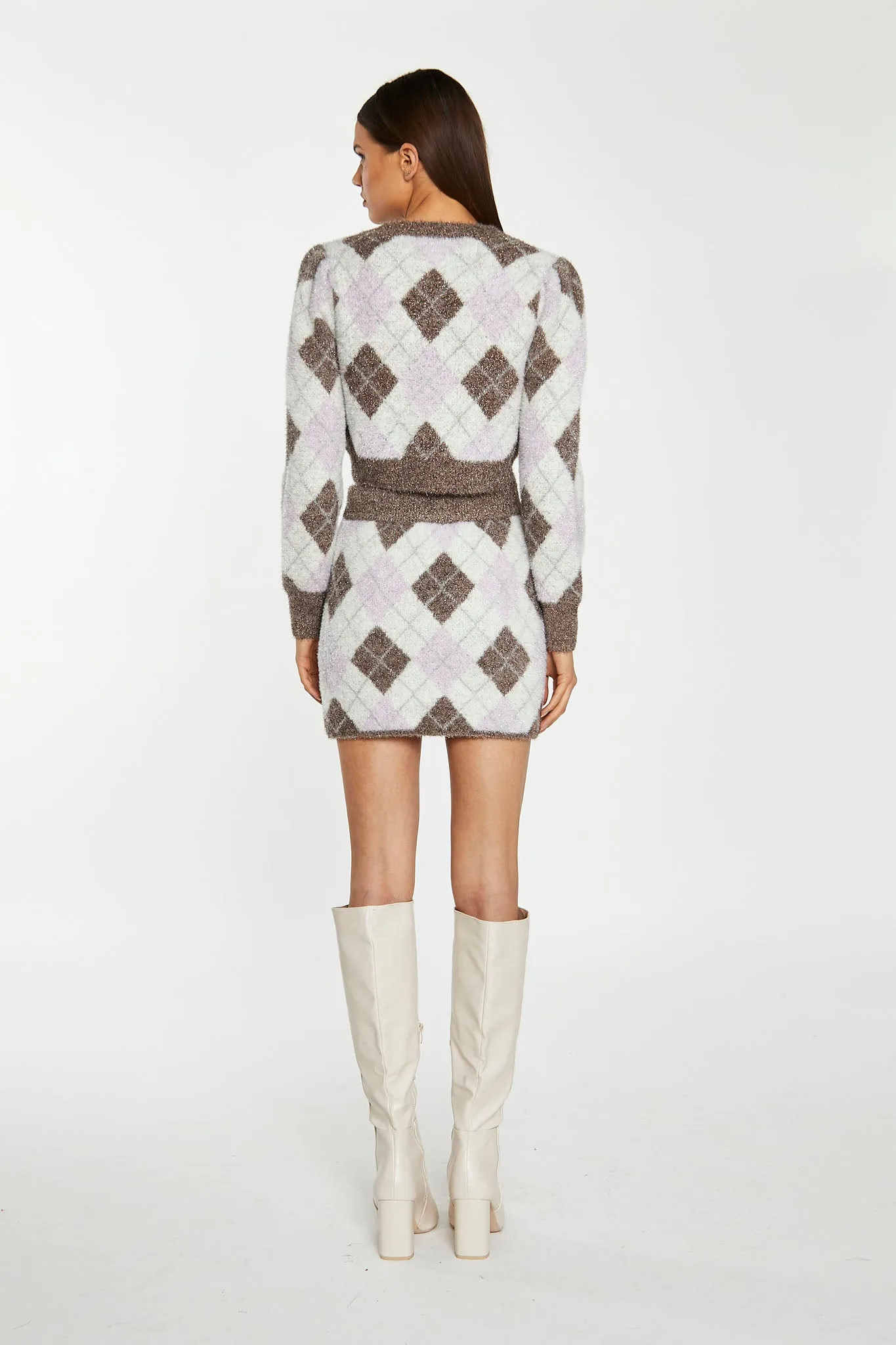 Brown Multi-Argyle Glitter Knit Mini-Skirt sold by Glamorous product image thumbnail 2