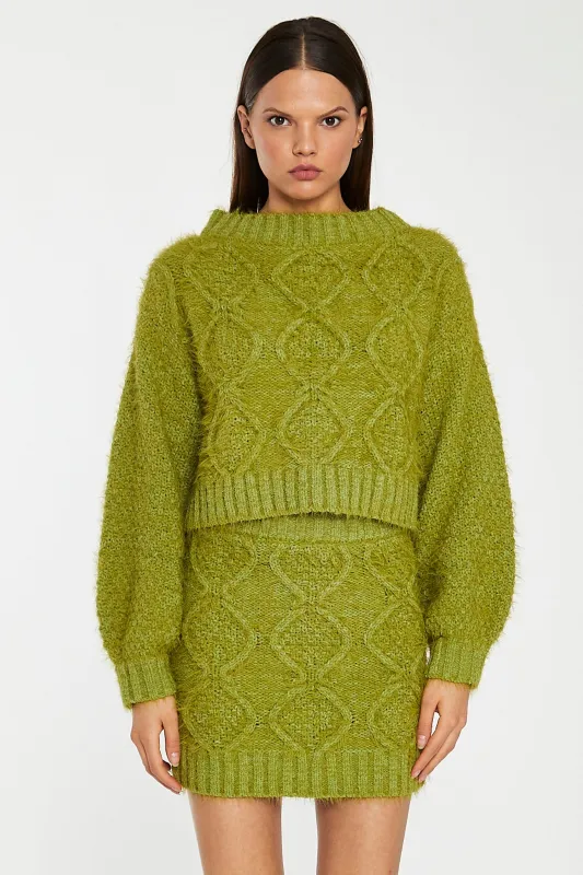 Grass-Green Cable-Knit Mini-Skirt sold by Glamorous