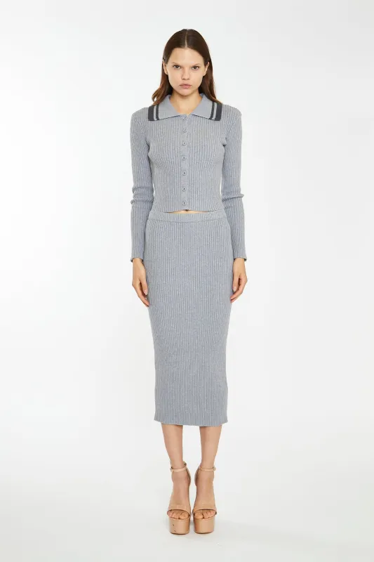 Grey-Marl Charcoal Knitted Shirt sold by Glamorous