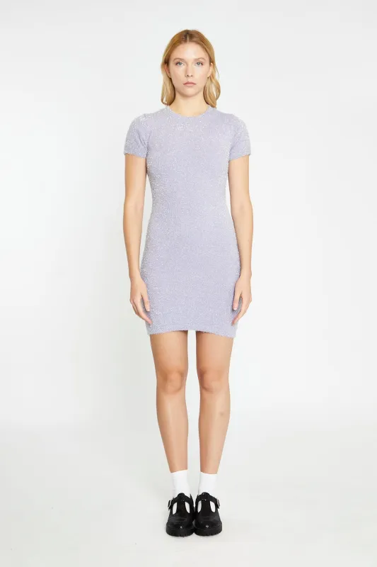 Lilac-Glitter Knitted Mini-Dress sold by Glamorous
