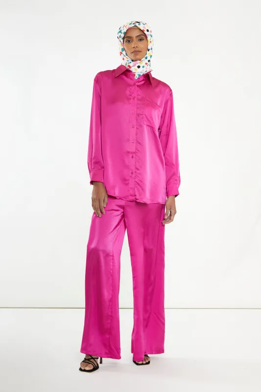 Glamorous Modest Fuchsia Button Front Shirt sold by Glamorous