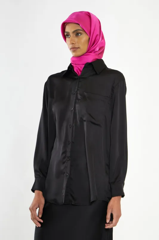 Glamorous Modesty Black Button Front Shirt sold by Glamorous