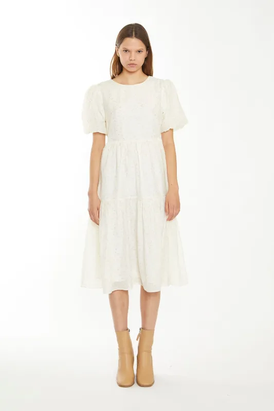 Cream Peach Ditsy Organza Midi-Dress sold by Glamorous