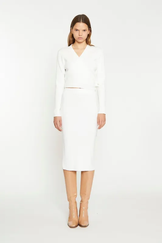 Off White Rib Knit Wrap-Top sold by Glamorous