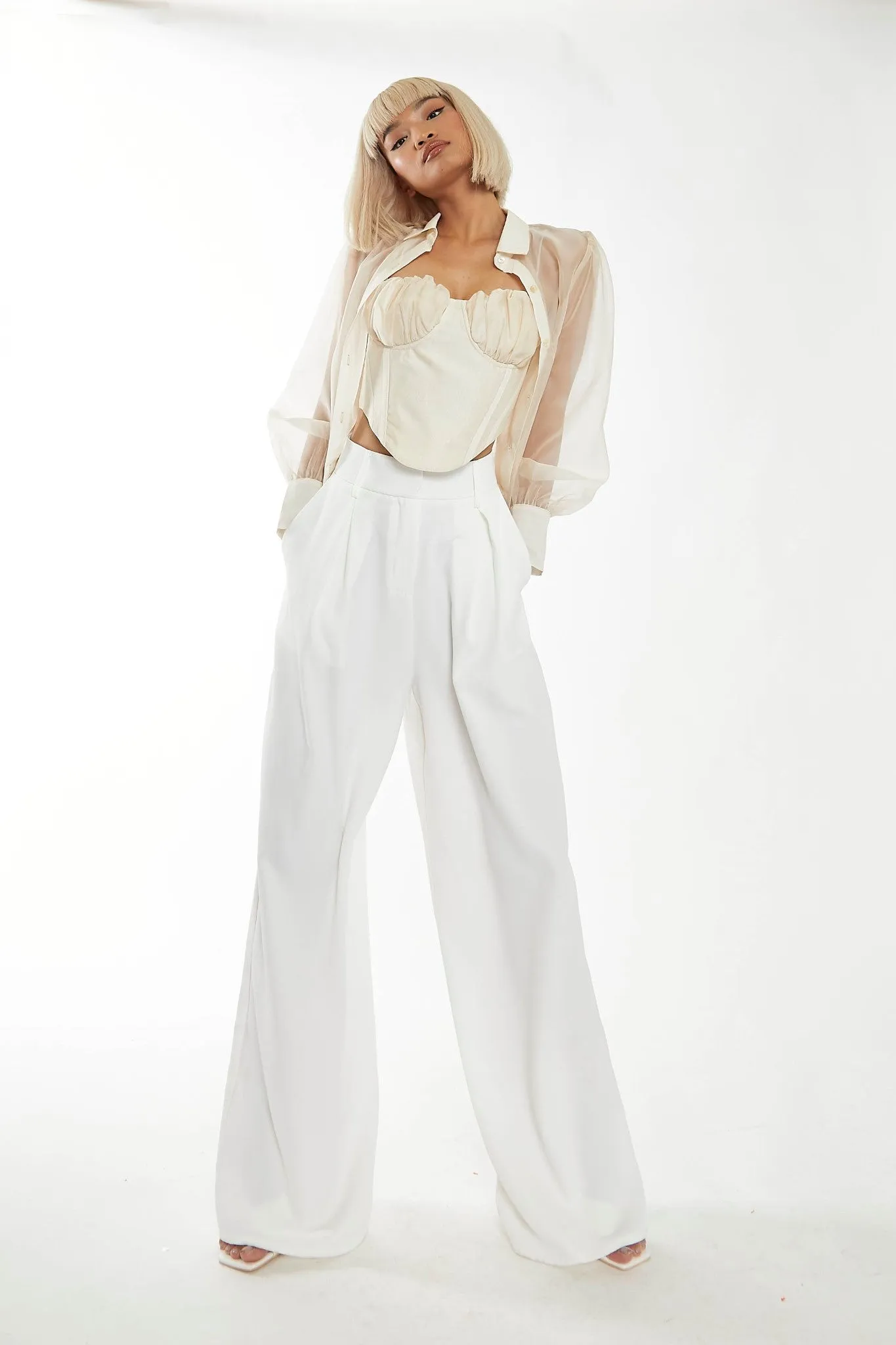 Nude Organza Oversized Shirt sold by Glamorous product image thumbnail 4