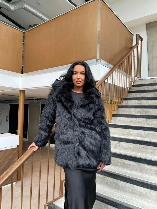 Black Faux-Fur Coat sold by Glamorous