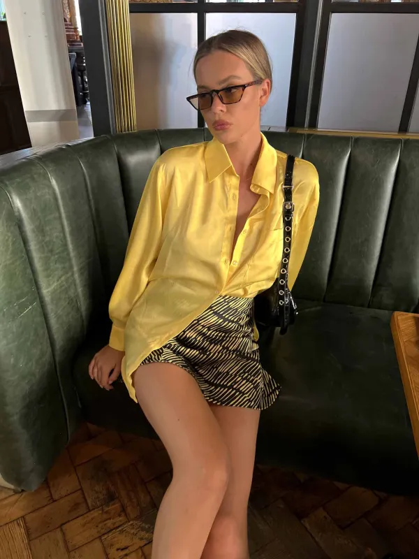 Glamorous Yellow Oversized Button Front Shirt sold by Glamorous
