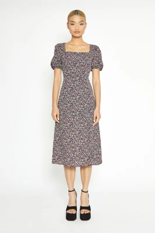 Glamorous Multi Splodge Floral Tie Back Midi Dress sold by Glamorous