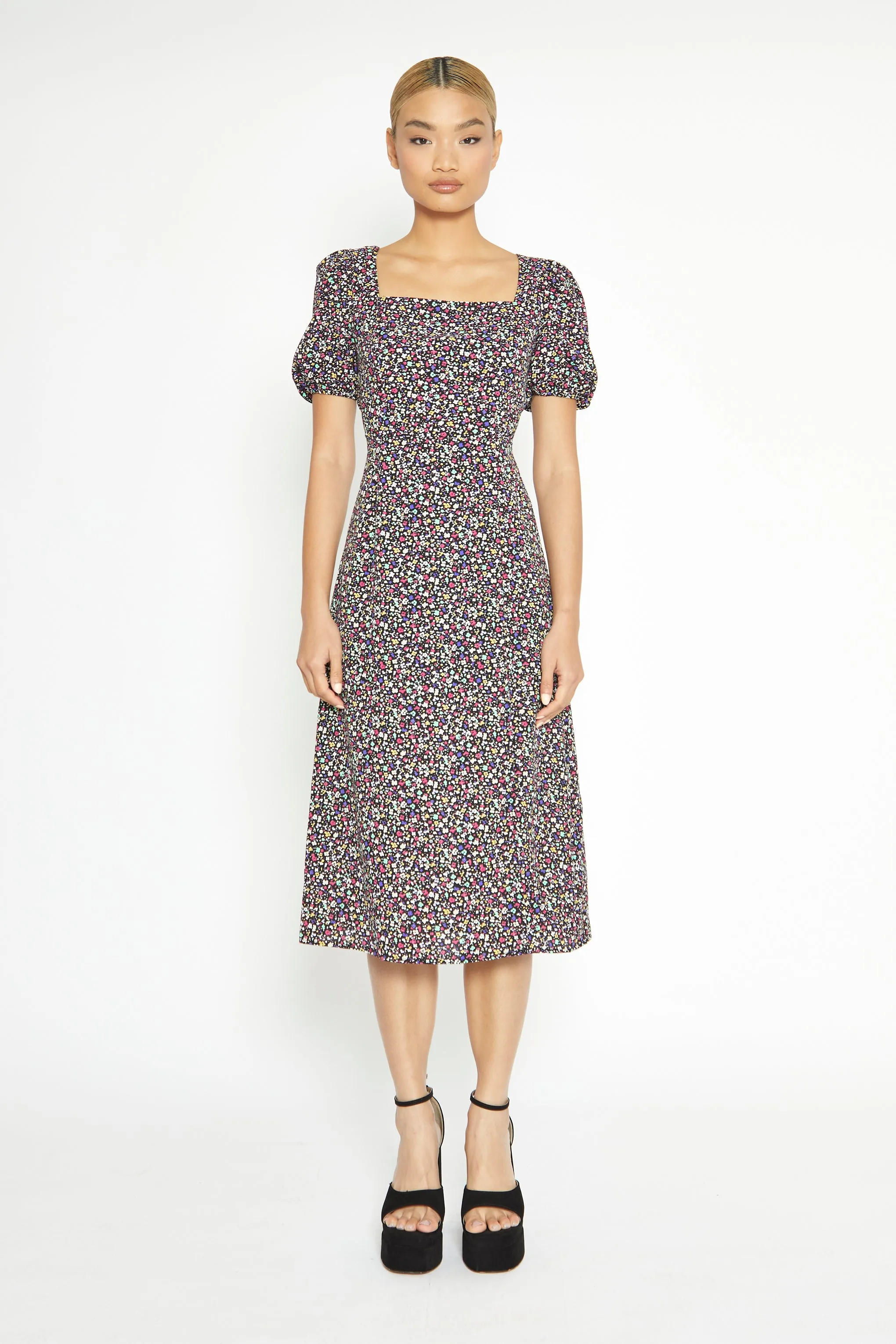 Glamorous Multi Splodge Floral Tie Back Midi Dress sold by Glamorous