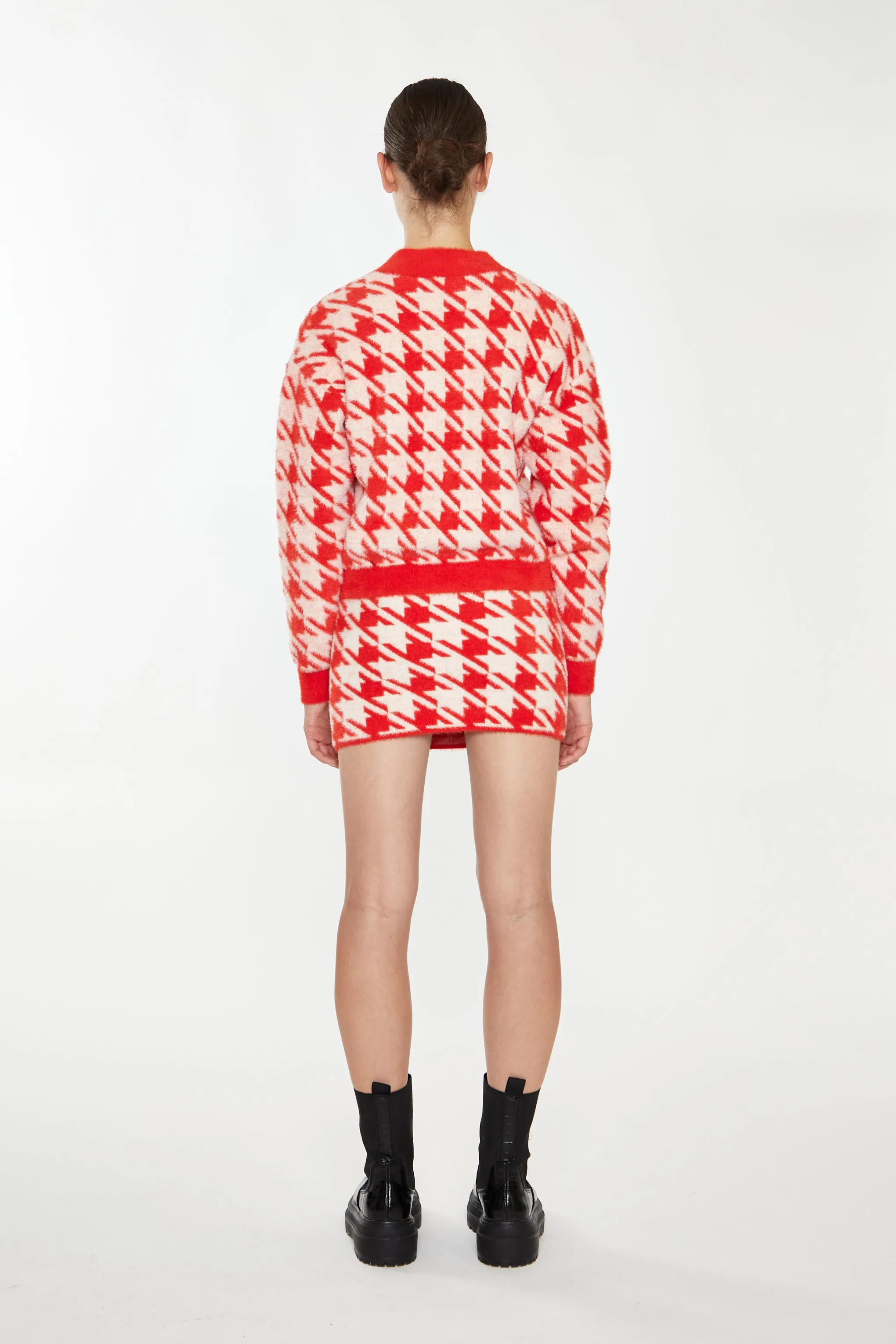 Glamorous Orange Cream Dogtooth Print Mini Skirt sold by Glamorous product image thumbnail 3