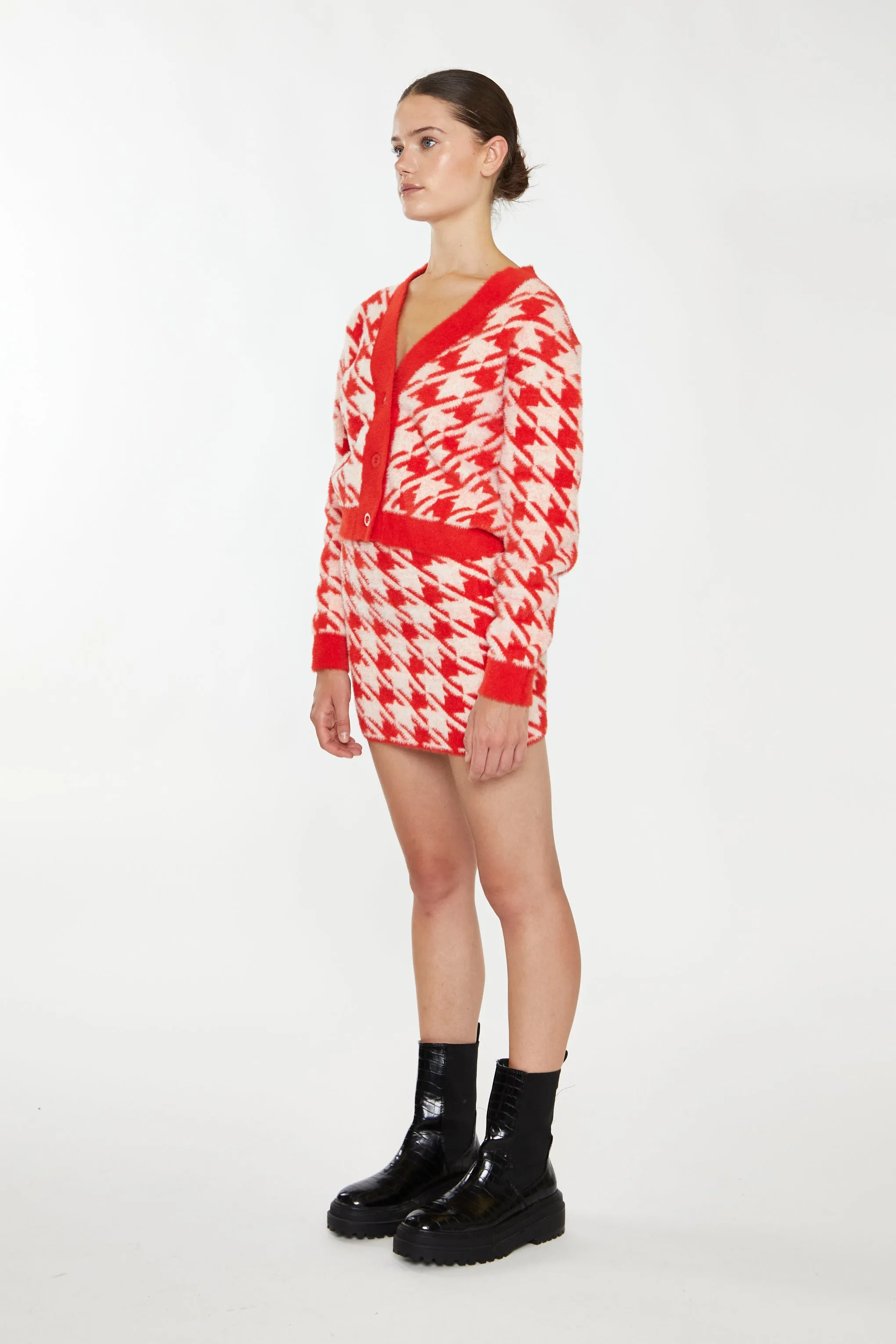 Glamorous Orange Cream Dogtooth Print Mini Skirt sold by Glamorous product image thumbnail 4