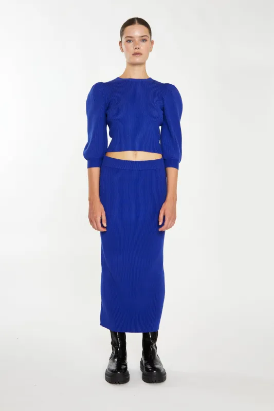 Glamorous Royal Blue Knitted Midi Skirt sold by Glamorous