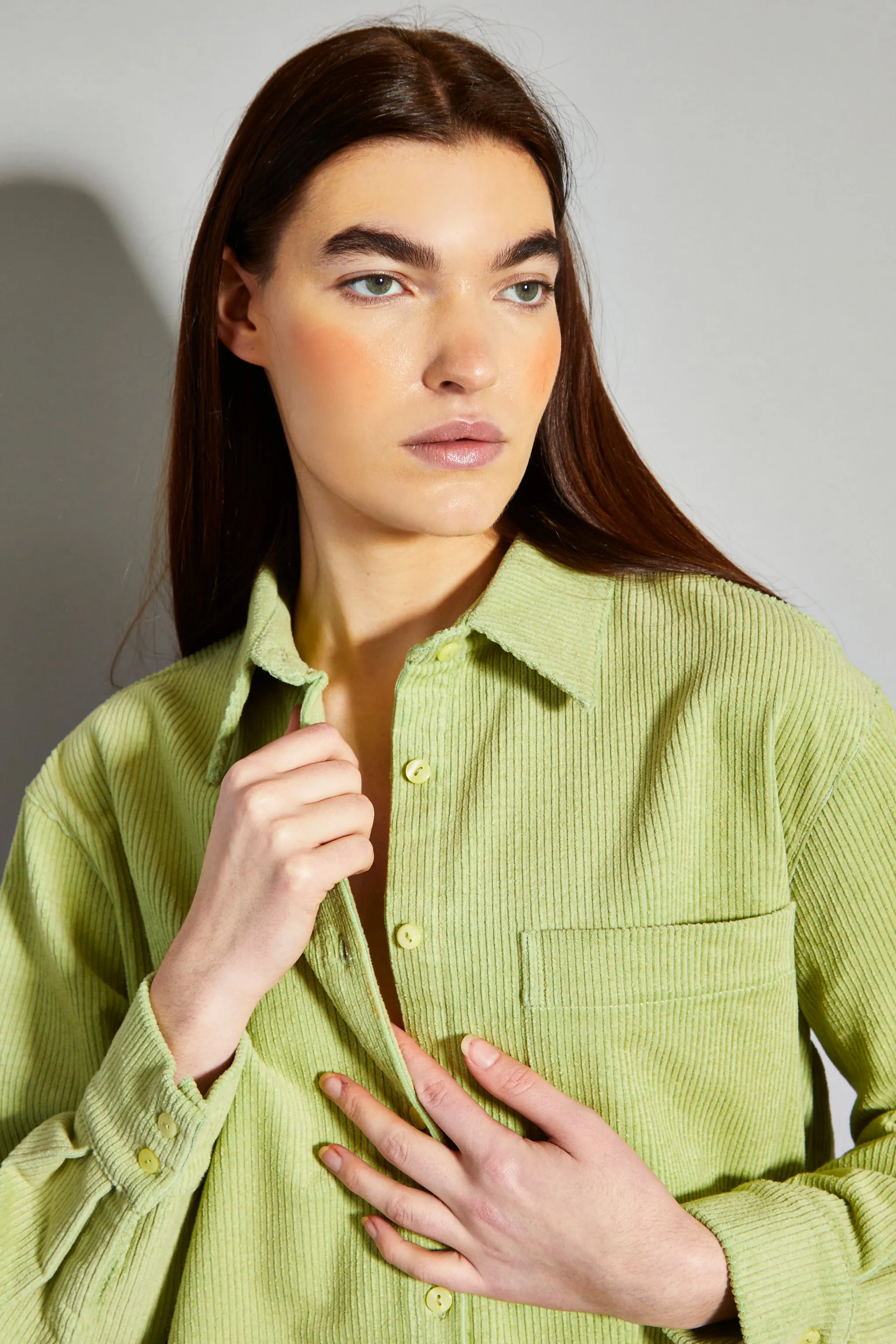 Glamorous Pistachio Corduroy Button Front Shirt sold by Glamorous product image thumbnail 4