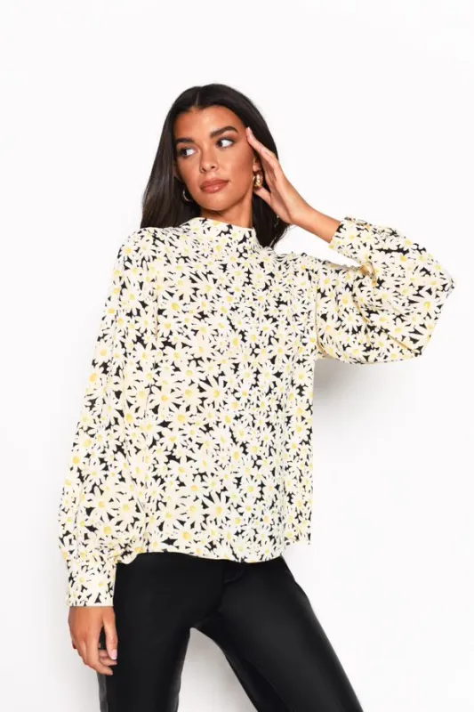 Glamorous Daisy Print High Neck Long Sleeve Blouse sold by Glamorous