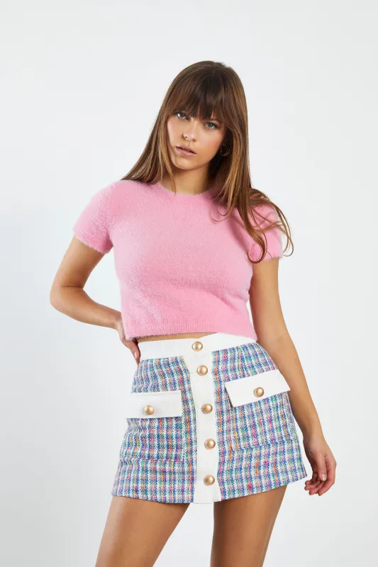Glamorous Candy Pink Short Sleeve Knitted Top made by Glamorous