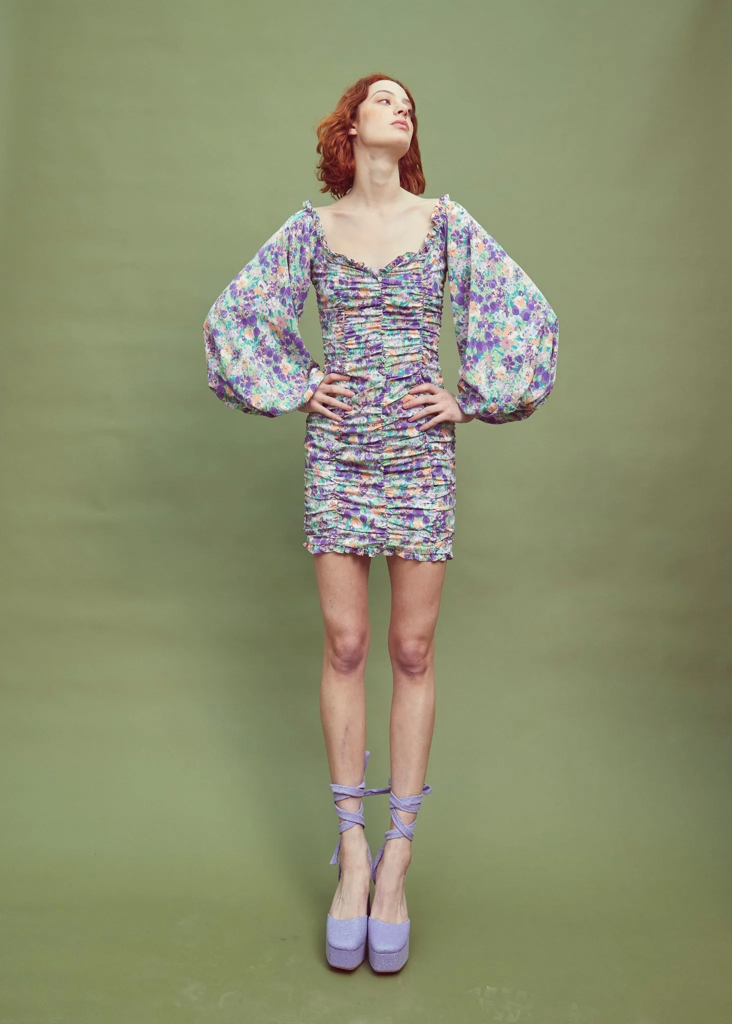 Lilac Garden-Floral Long Sleeve Mini Dress sold by Glamorous product image thumbnail 3