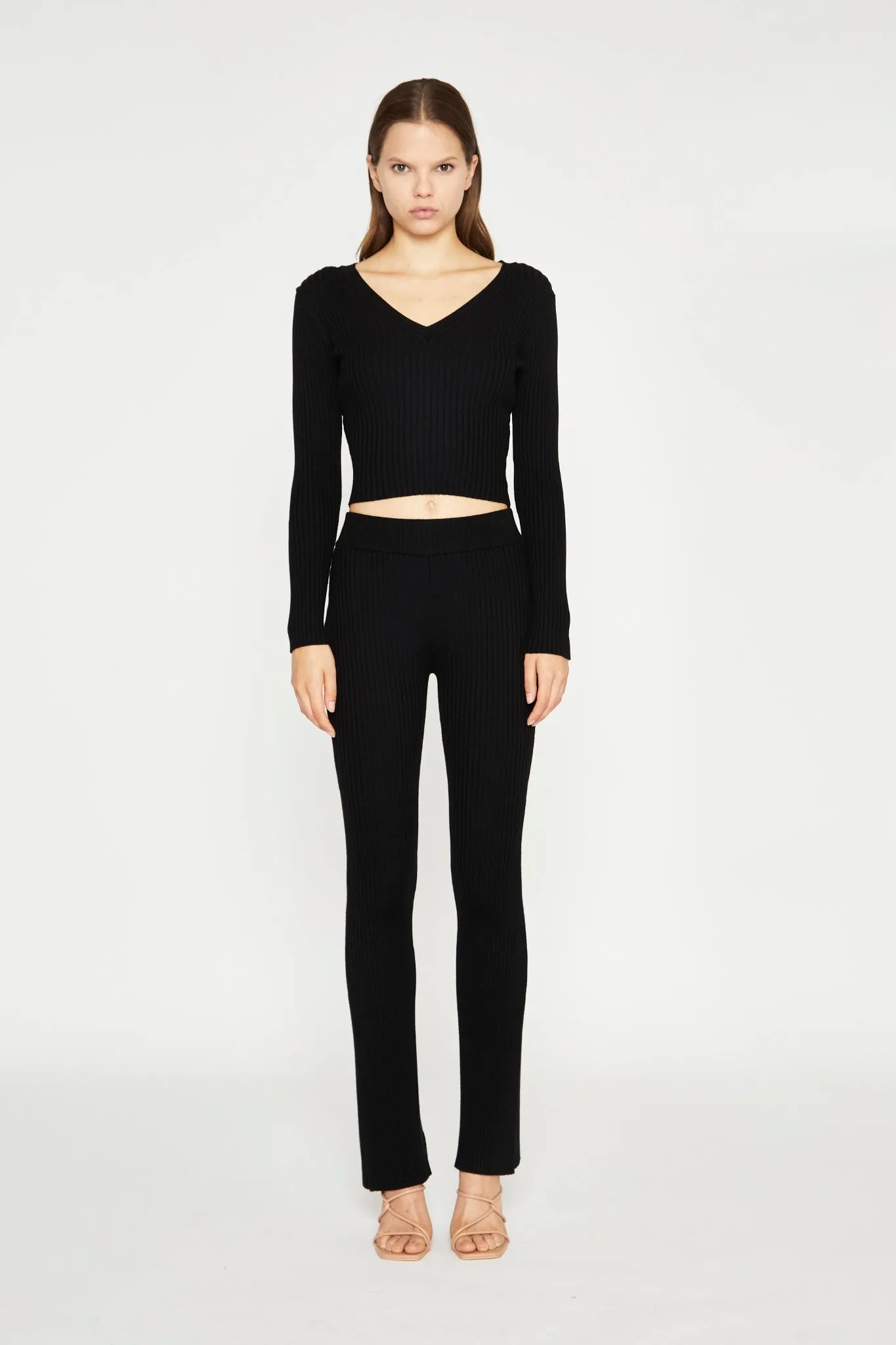 Black Knitted V-Neck Crop-Top sold by Glamorous