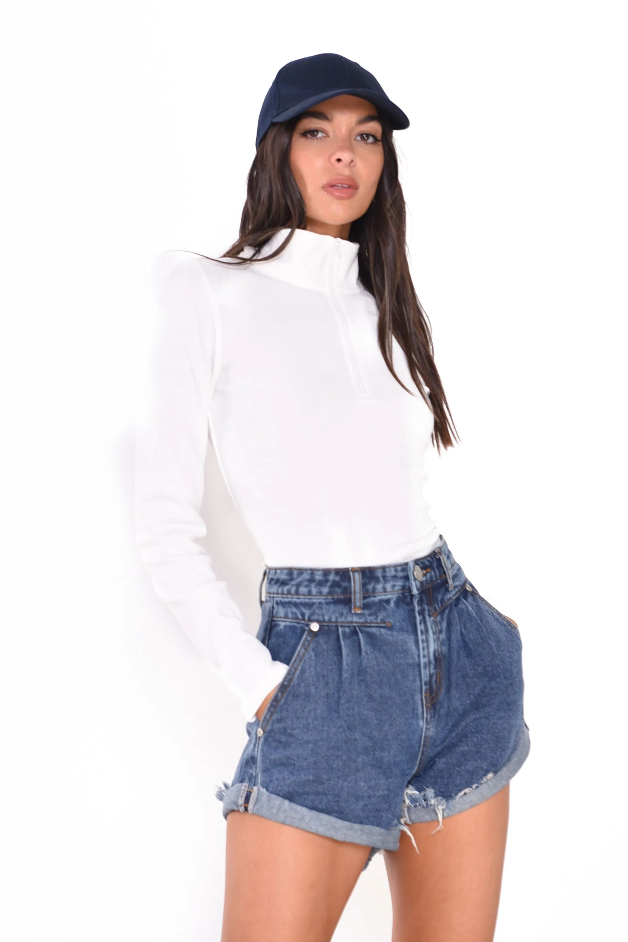 Glamorous Mid Stonewash High Waisted Denim Shorts sold by Glamorous product image thumbnail 2