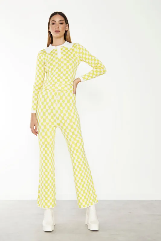 Glamorous Yellow White High Waisted Trousers sold by Glamorous