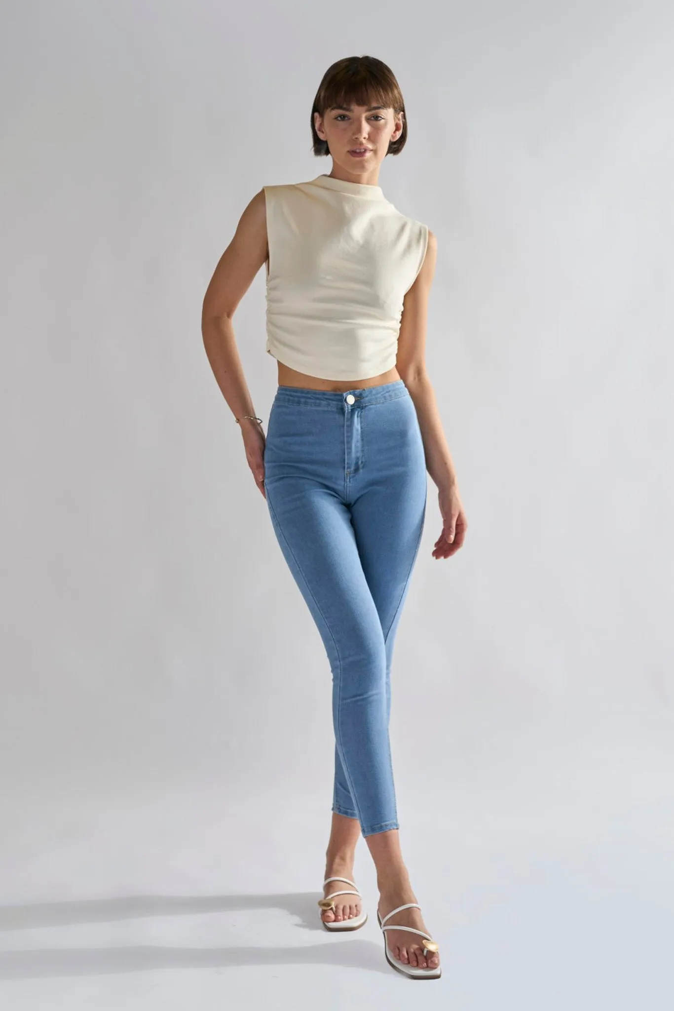 Glamorous Bleach Stonewash Skinny Jeans sold by Glamorous