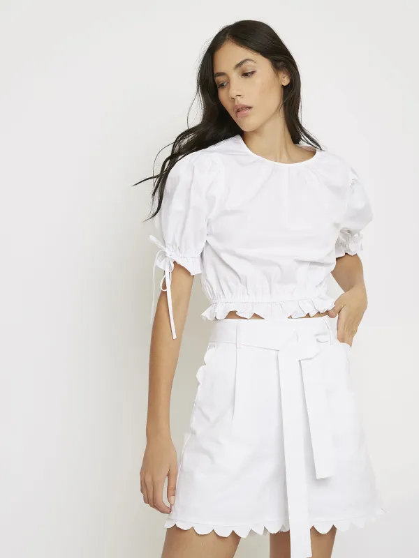 Glamorous White Ruched Bottom Top made by Glamorous