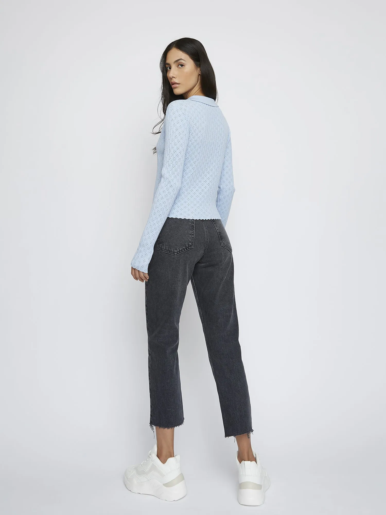 Light Blue Long Sleeve Crochet Collar Shirt sold by Glamorous product image thumbnail 3