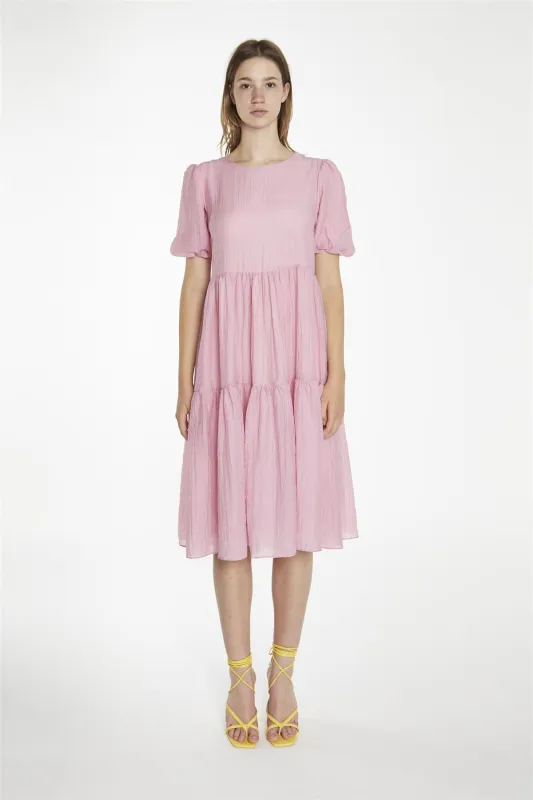 Soft-Pink Tiered Midi-Dress sold by Glamorous
