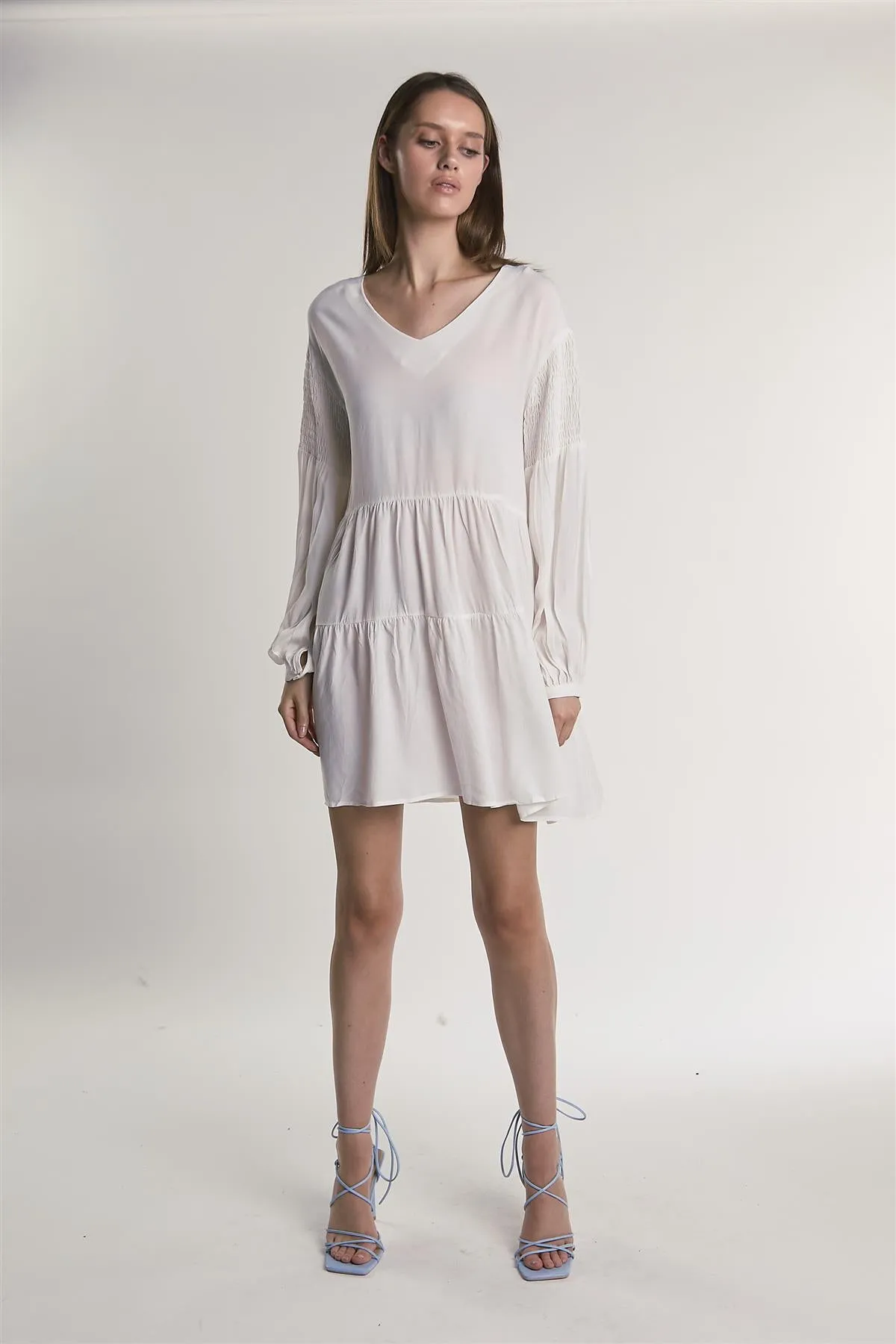 White Tiered Midi-Dress sold by Glamorous