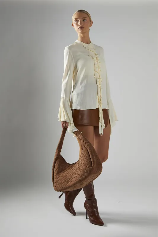 Cream Flared-Sleeve Blouse made by Glamorous