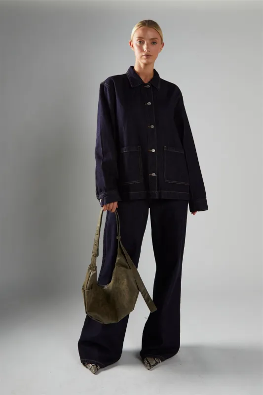 Dark-Indigo Boxy Denim-Jacket sold by Glamorous