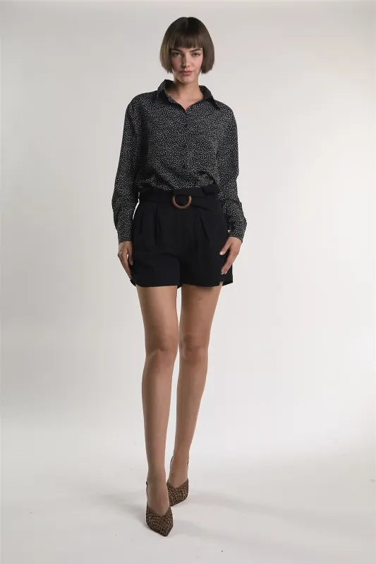 Black High-Waisted-Belted Shorts made by Glamorous
