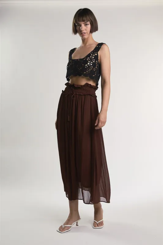 Black Crochet Crop-Top sold by Glamorous