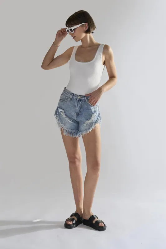 Off-White Square-Neck Bodysuit sold by Glamorous