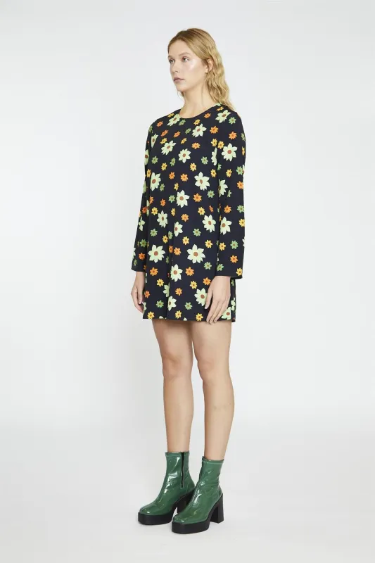 Black-Green-Flower Long-Sleeve Mini-dress sold by Glamorous