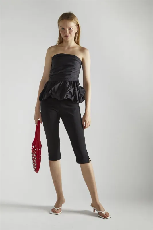 Black Ruffle Bandeau Crop-Top made by Glamorous