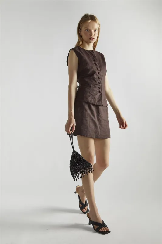 Dark Brown A-Line Mini-Skirt sold by Glamorous